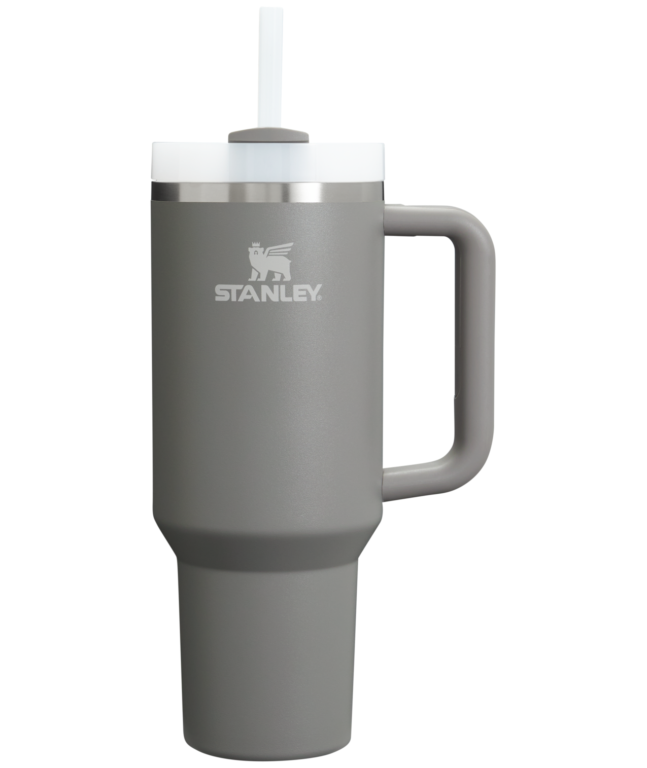 Splash-Resistant FlowState The Quencher H2.0 Flowstate Tumbler  | Stanley Create D332L - Double-Wall Vacuum Insulated Travel Tumbler with Straw - Stone