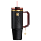 Insulated Travel The Quencher Luxe H2.0 Flowstate Tumbler D171F - Double-Wall Vacuum Insulated Travel Tumbler with Straw - Black Snakeskin