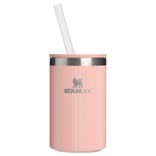 Portable Mini The Everyday Can Cooler Cup D353P - Heavy-Duty Ice-Retention Food & Beverage Carrier - Peach Rose Picnic Stripe