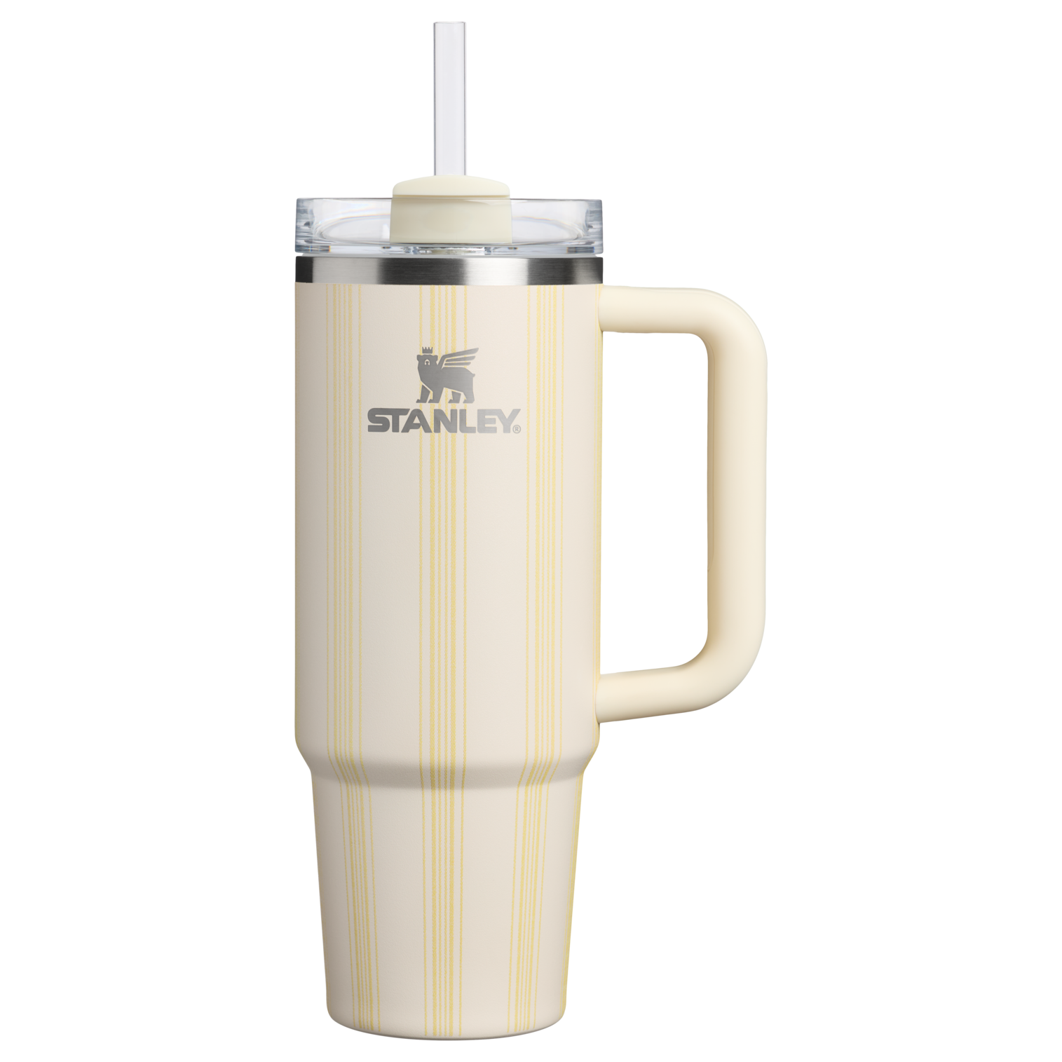 Large Capacity The Quencher H2.0 Flowstate Tumbler D343V - Double-Wall Vacuum Insulated Travel Tumbler with Straw - Cream Picnic Stripe