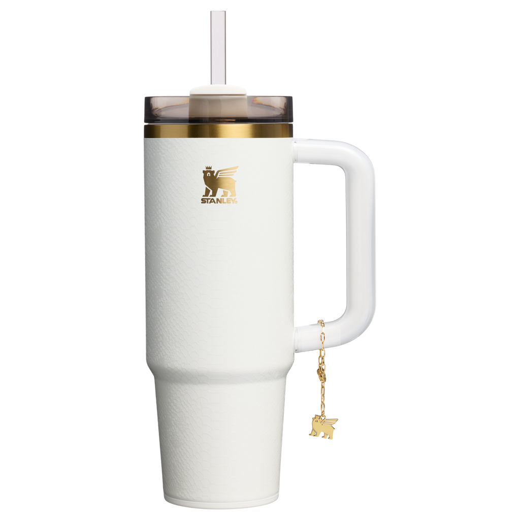 Insulated Travel The Quencher Luxe H2.0 Flowstate Tumbler D171F - Double-Wall Vacuum Insulated Travel Tumbler with Straw - Pale Stone Snakeskin