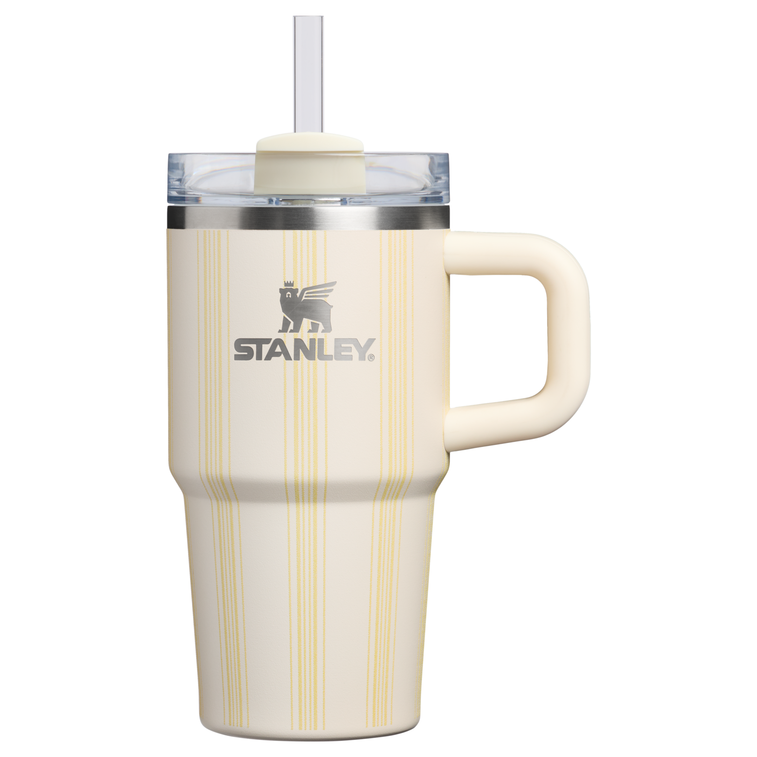 Insulated Travel The Quencher H2.0 Flowstate Tumbler D344H - Double-Wall Vacuum Insulated Travel Tumbler with Straw - Cream Picnic Stripe