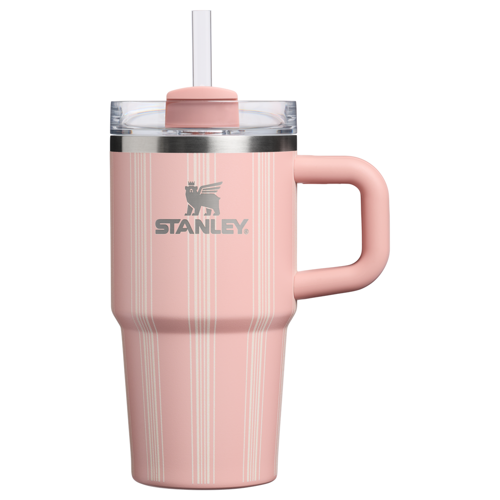Insulated Travel The Quencher H2.0 Flowstate Tumbler D344H - Double-Wall Vacuum Insulated Travel Tumbler with Straw - Peach Rose Picnic Stripe