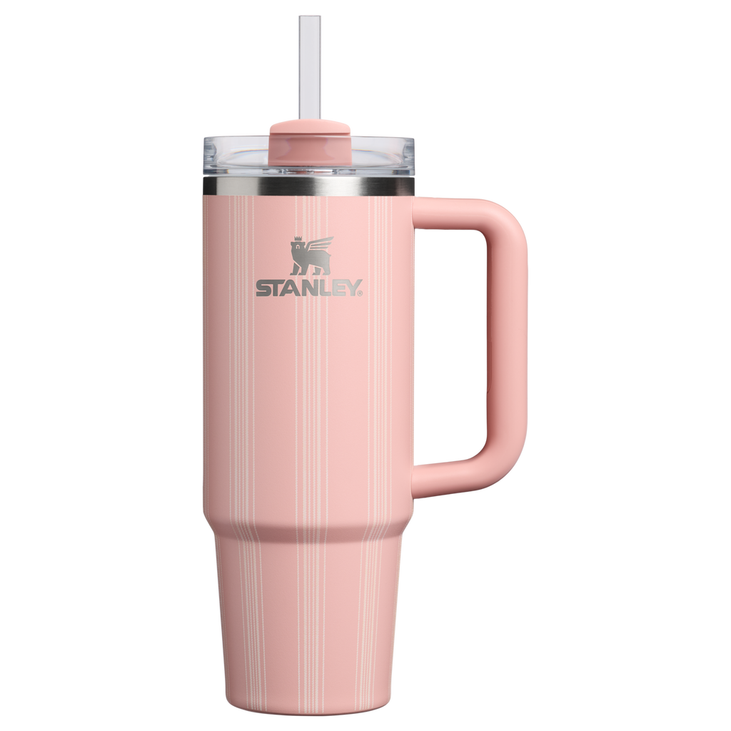 Large Capacity The Quencher H2.0 Flowstate Tumbler D343V - Double-Wall Vacuum Insulated Travel Tumbler with Straw - Peach Rose Picnic Stripe