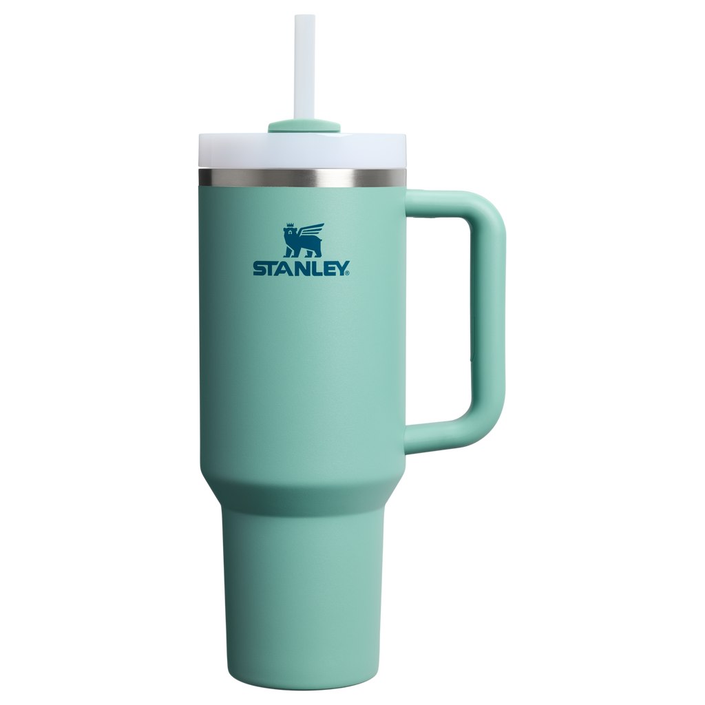 Splash-Resistant FlowState The Quencher H2.0 Flowstate Tumbler  | Stanley Create D332L - Double-Wall Vacuum Insulated Travel Tumbler with Straw - Spring Green