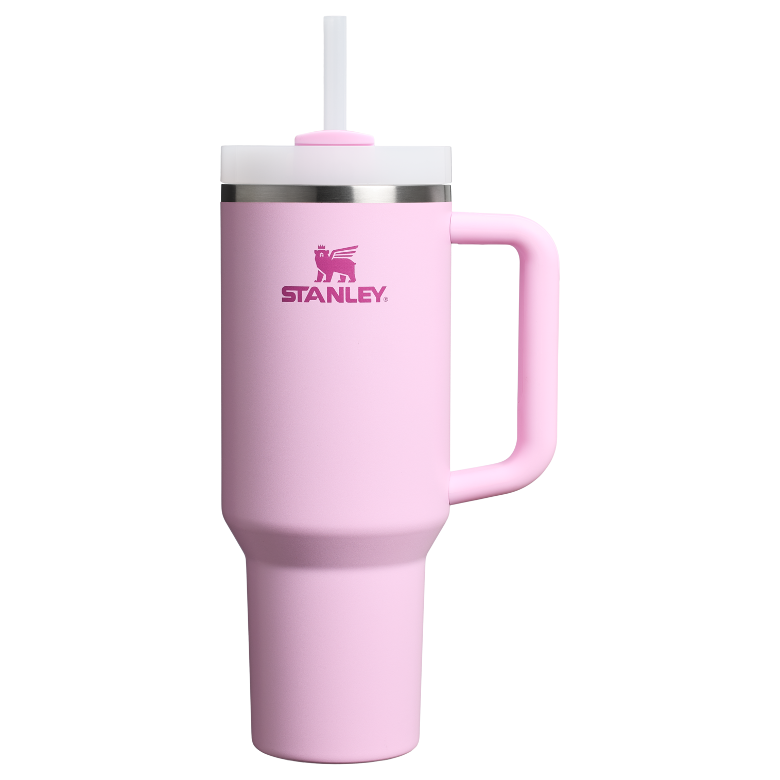 Splash-Resistant FlowState The Quencher H2.0 Flowstate Tumbler  | Stanley Create D332L - Double-Wall Vacuum Insulated Travel Tumbler with Straw - Cherry Blossom
