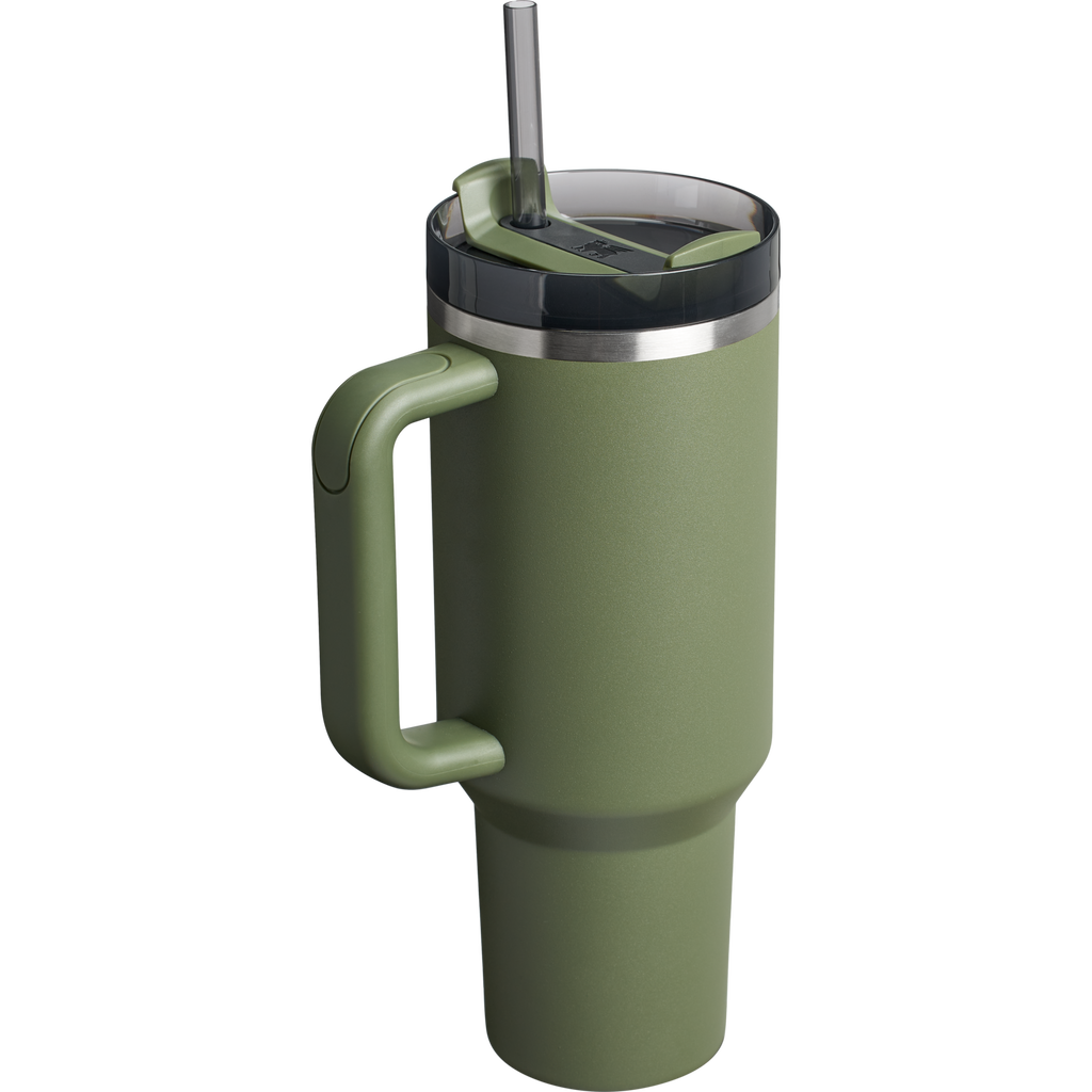 Splash-Resistant FlowState The Quencher H2.0 Flowstate Tumbler  | Stanley Create D332L - Double-Wall Vacuum Insulated Travel Tumbler with Straw Detail