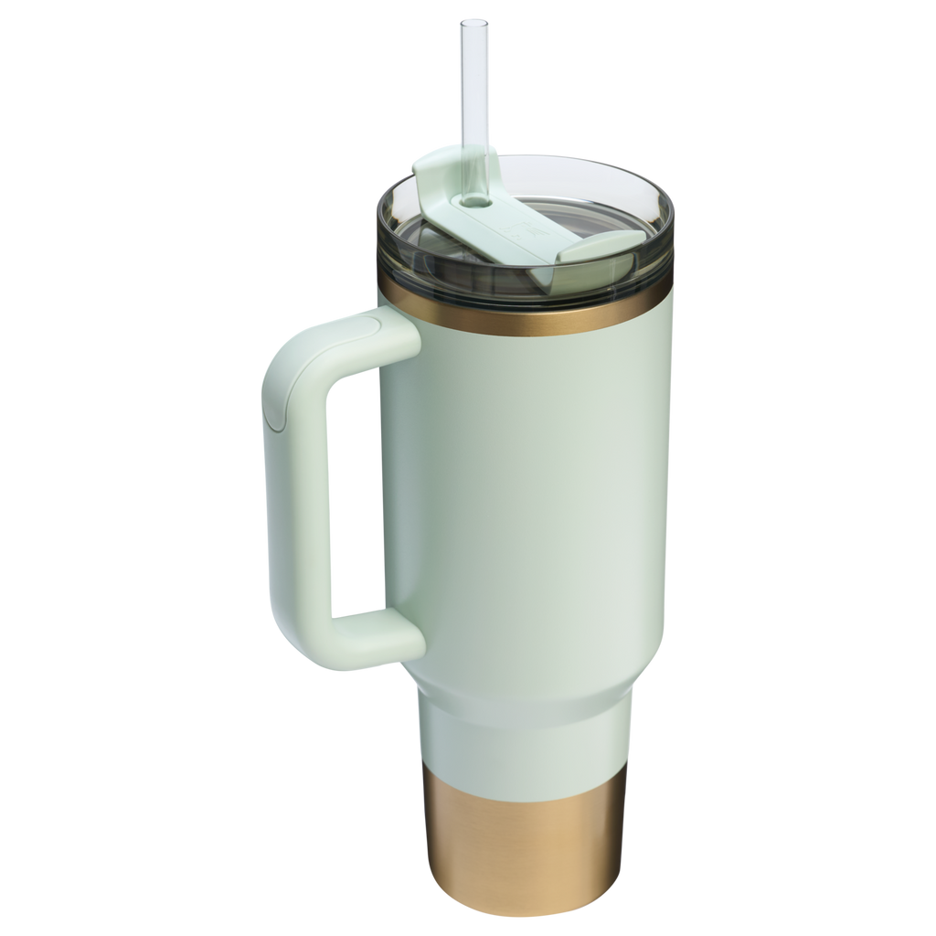 Splash-Resistant FlowState The Quencher H2.0 Flowstate Tumbler  | Stanley Create D332L - Double-Wall Vacuum Insulated Travel Tumbler with Straw Detail