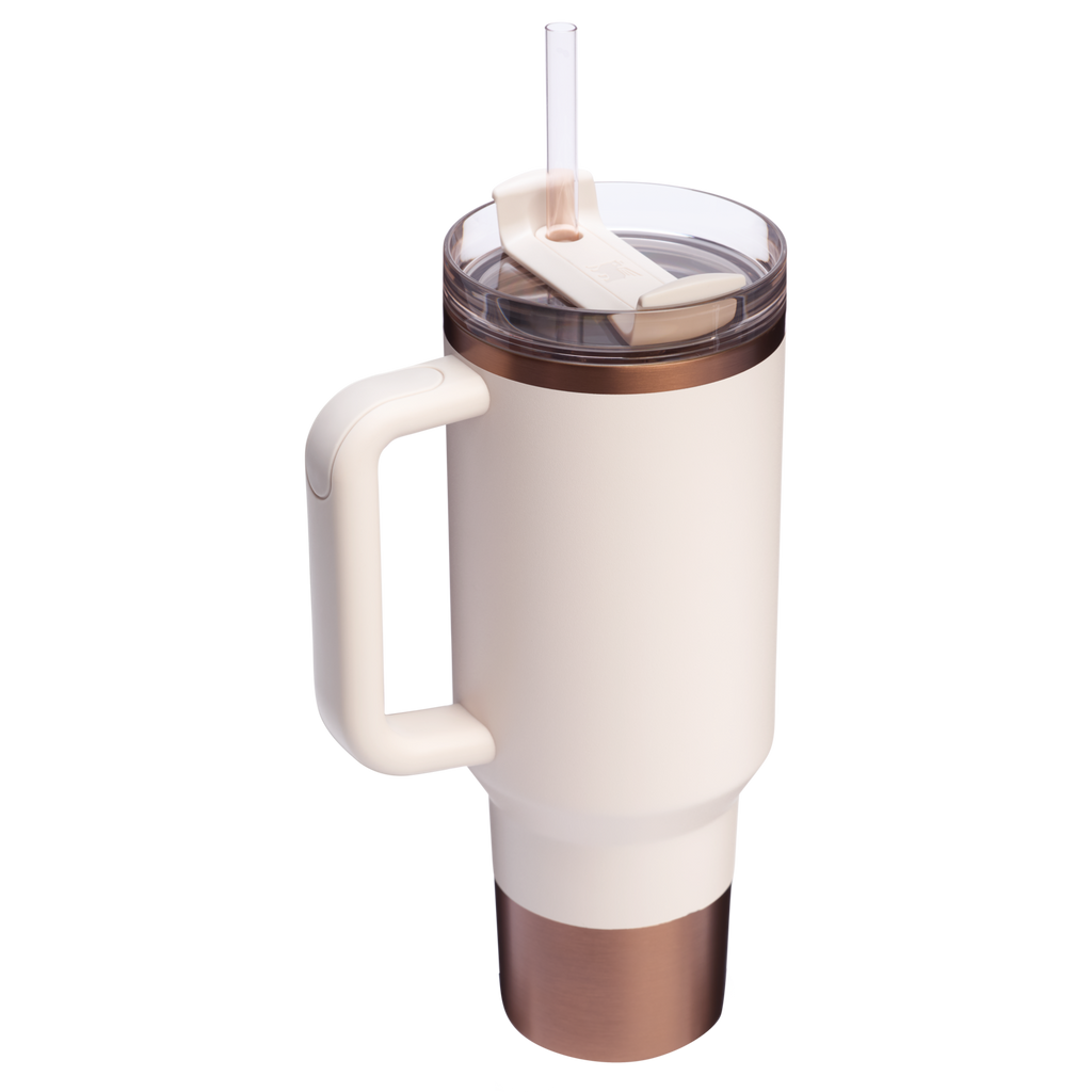Splash-Resistant FlowState The Quencher H2.0 Flowstate Tumbler  | Stanley Create D332L - Double-Wall Vacuum Insulated Travel Tumbler with Straw Detail