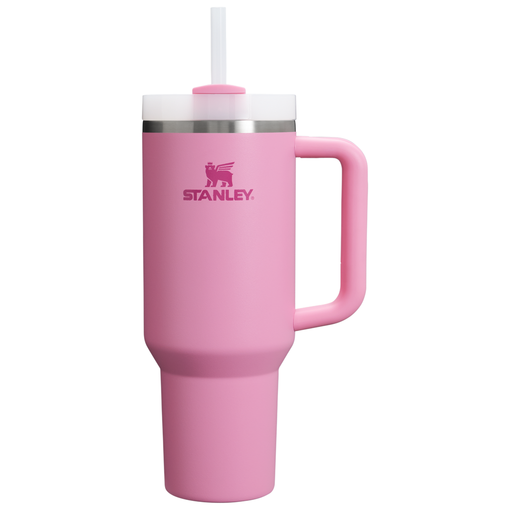 Splash-Resistant FlowState The Quencher H2.0 Flowstate Tumbler  | Stanley Create D332L - Double-Wall Vacuum Insulated Travel Tumbler with Straw - Peony