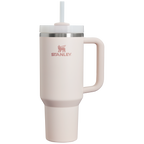 Splash-Resistant FlowState The Quencher H2.0 Flowstate Tumbler  | Stanley Create D332L - Double-Wall Vacuum Insulated Travel Tumbler with Straw - Rose Quartz 2.0