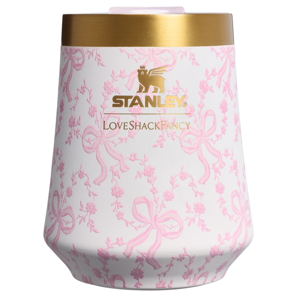 Flavor-Preserving Stanley 1913 x LoveShackFancy Holiday Reserve Wine Tumbler D367F - Reserve Collection Stainless Steel Whiskey Cup - Coquette Bow Chantilly