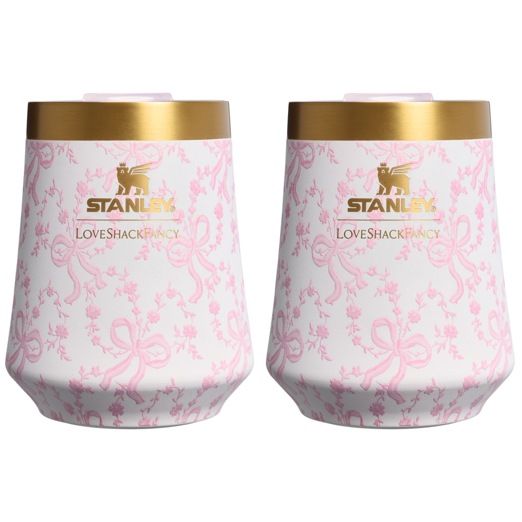 Flavor-Preserving Stanley 1913 x LoveShackFancy Holiday The Reserve Wine Tumbler Set | 2-pack D205C - Premium Insulated Egg-Shaped Wine Glass for Outdoors - Coquette Bow Chantilly