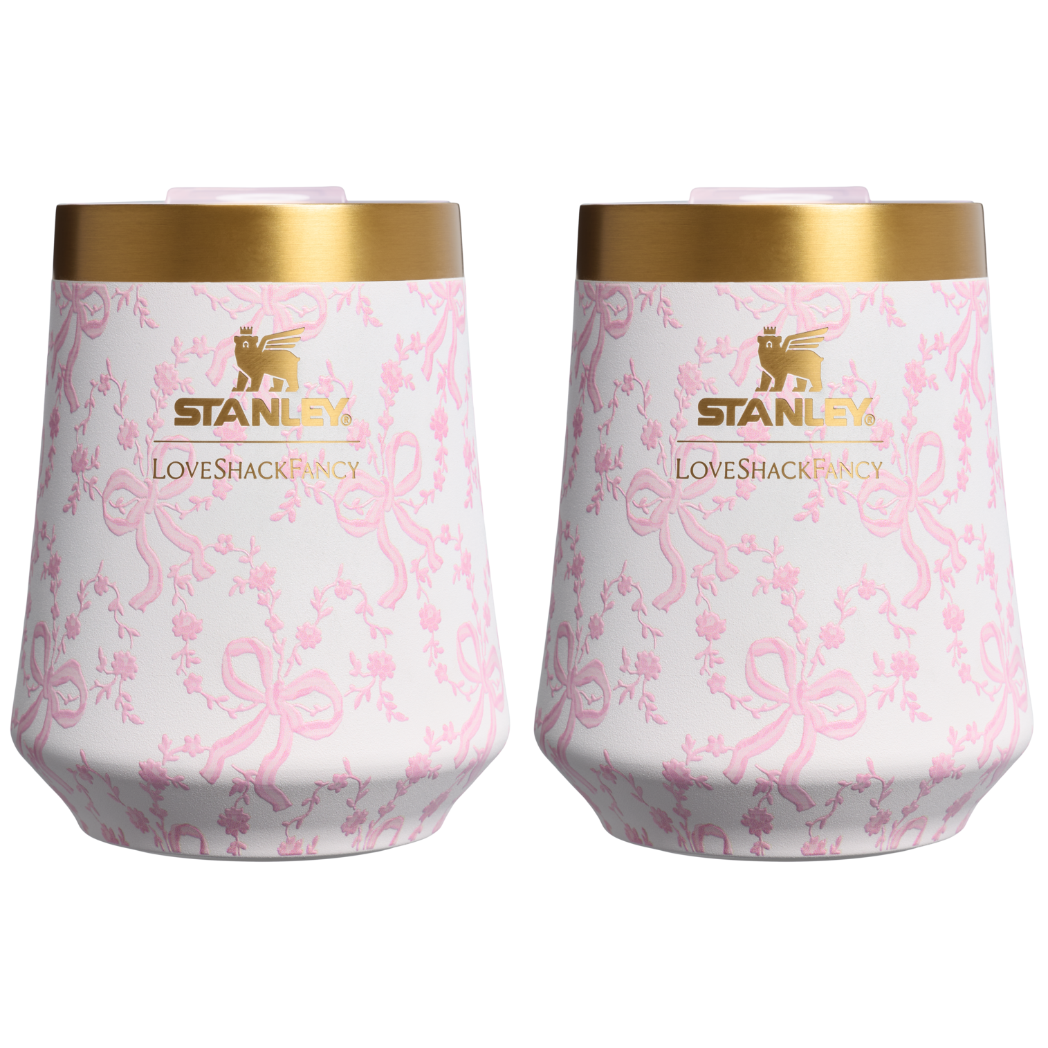 Flavor-Preserving Stanley 1913 x LoveShackFancy Holiday The Reserve Wine Tumbler Set | 2-pack D205C - Premium Insulated Egg-Shaped Wine Glass for Outdoors - Coquette Bow Chantilly