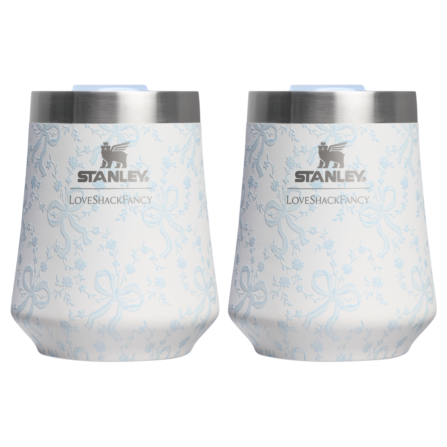 Flavor-Preserving Stanley 1913 x LoveShackFancy Holiday The Reserve Wine Tumbler Set | 2-pack D205C - Premium Insulated Egg-Shaped Wine Glass for Outdoors - Coquette Bow Winter Ice