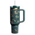Insulated Travel The Cheers & Cheer Quencher H2.0 Flowstate Tumbler D188Q - Double-Wall Vacuum Insulated Travel Tumbler with Straw - Holiday Botanical