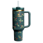 Insulated Travel The Cheers & Cheer Quencher H2.0 Flowstate Tumbler D188Q - Double-Wall Vacuum Insulated Travel Tumbler with Straw - Holiday Botanical