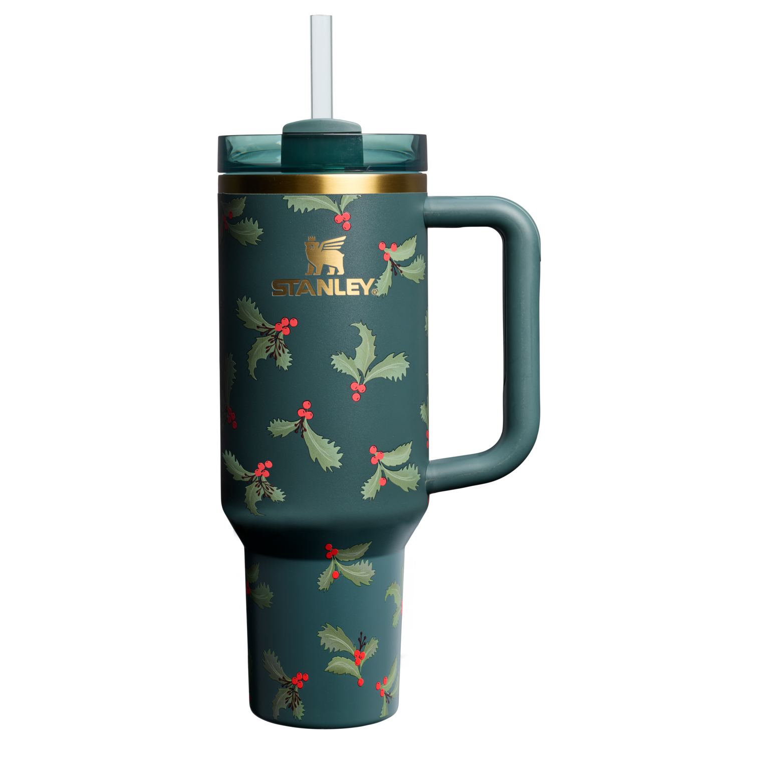 Insulated Travel The Cheers & Cheer Quencher H2.0 Flowstate Tumbler D188Q - Double-Wall Vacuum Insulated Travel Tumbler with Straw - Holiday Botanical