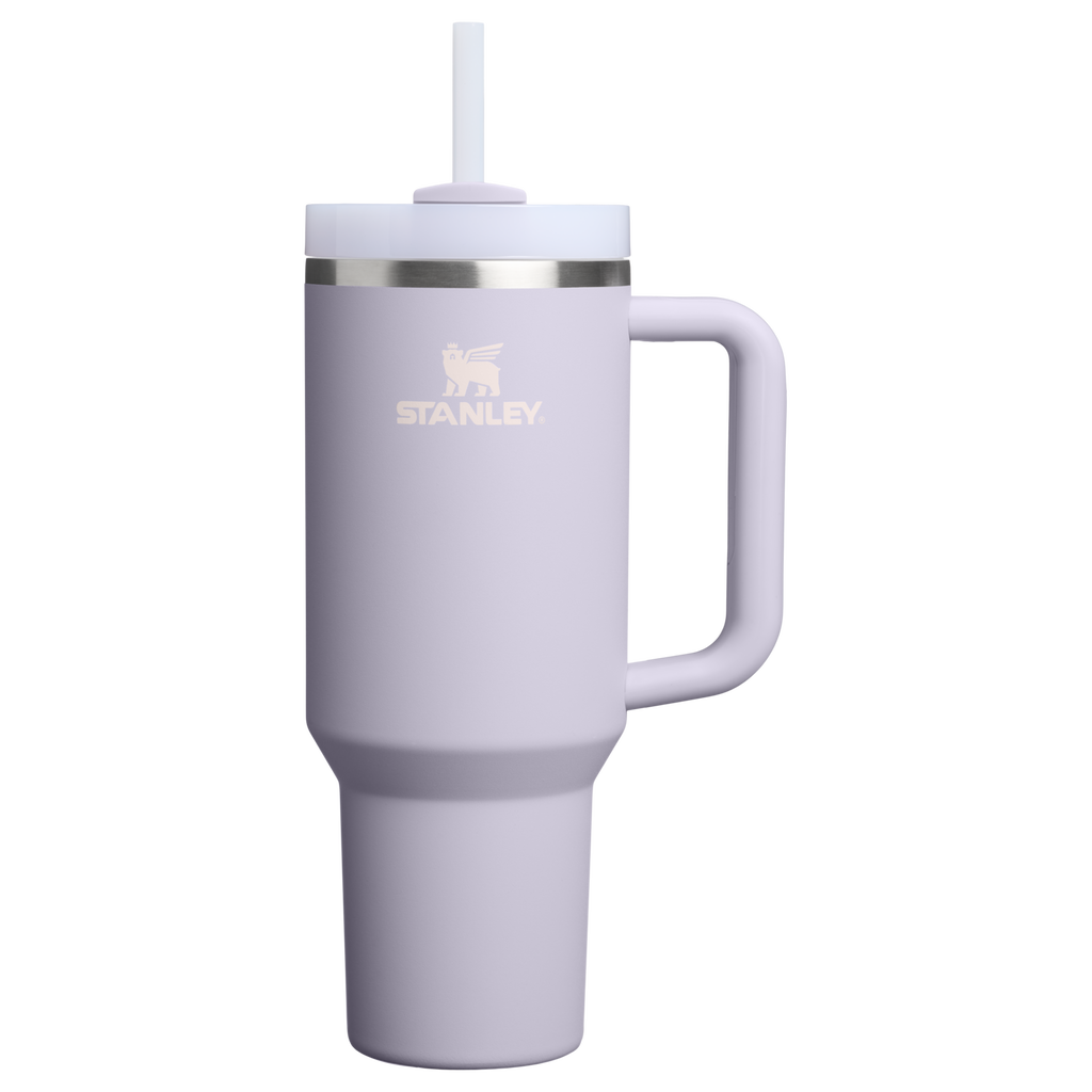 Splash-Resistant FlowState The Quencher H2.0 Flowstate Tumbler  | Stanley Create D332L - Double-Wall Vacuum Insulated Travel Tumbler with Straw - Purple Dust