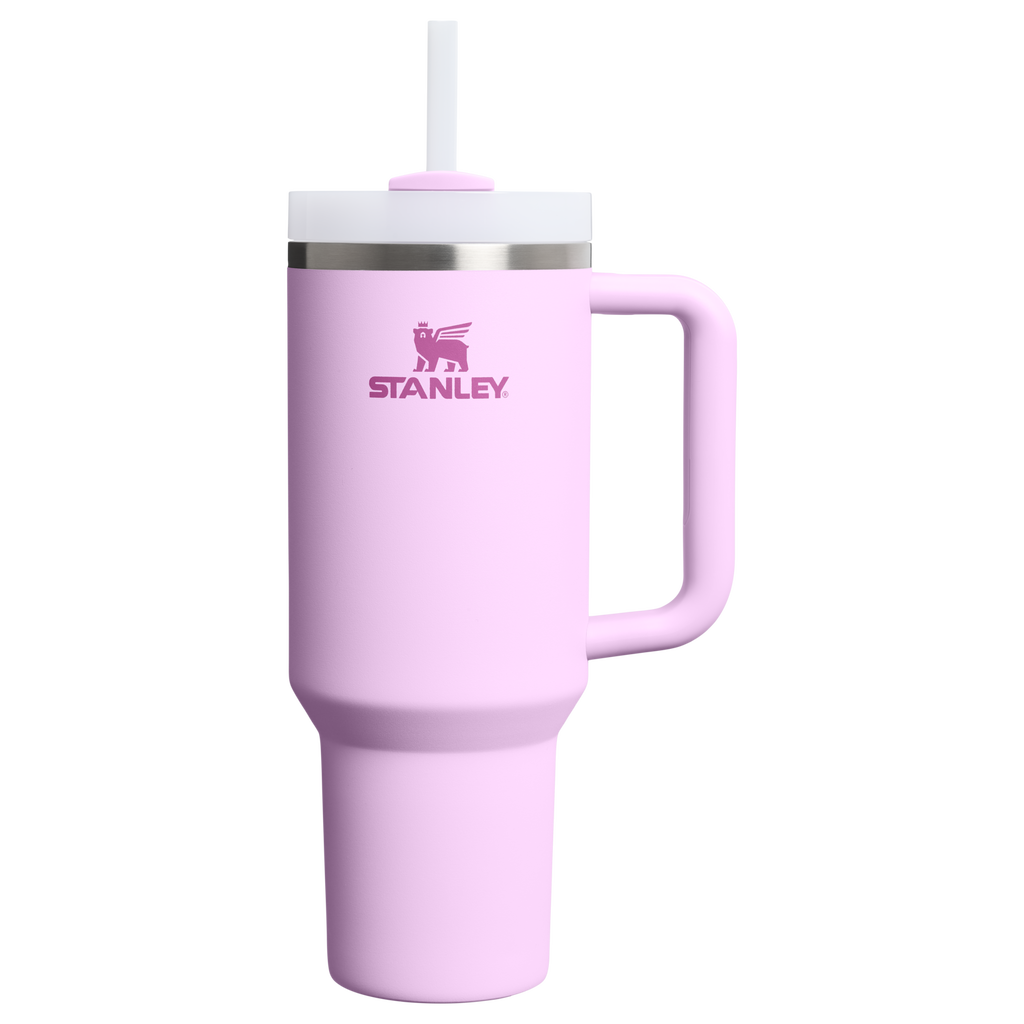 Splash-Resistant FlowState The Quencher H2.0 Flowstate Tumbler  | Stanley Create D332L - Double-Wall Vacuum Insulated Travel Tumbler with Straw - Soft Orchid