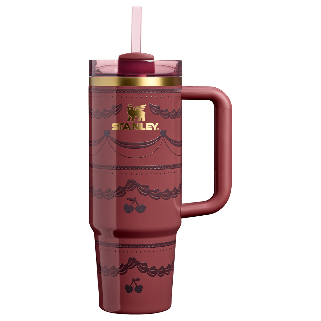 Splash-Resistant FlowState The Valentine’s Day Quencher H2.0 Flowstate Tumbler D232U - Premium Stainless Steel Straw Cup for All-Day Hydration - Red Velvet Cake