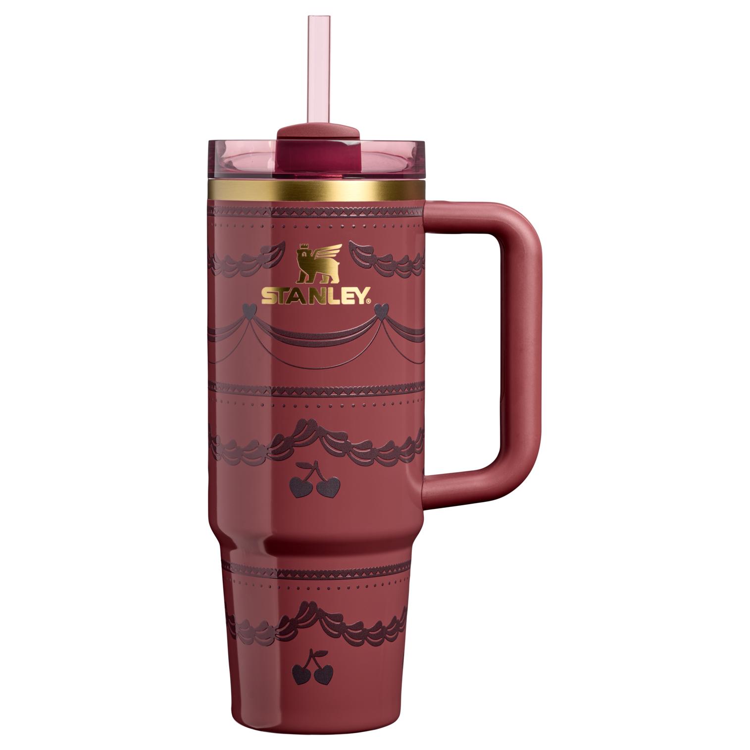 Splash-Resistant FlowState The Valentine’s Day Quencher H2.0 Flowstate Tumbler D232U - Premium Stainless Steel Straw Cup for All-Day Hydration - Red Velvet Cake