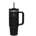 Splash-Resistant FlowState The Quencher H2.0 Flowstate Tumbler  | Stanley Create D332L - Double-Wall Vacuum Insulated Travel Tumbler with Straw - Black
