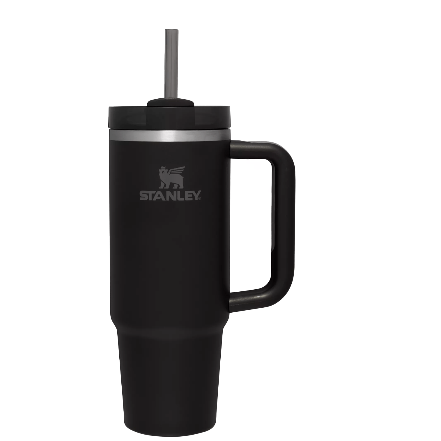 Splash-Resistant FlowState The Quencher H2.0 Flowstate Tumbler  | Stanley Create D332L - Double-Wall Vacuum Insulated Travel Tumbler with Straw - Black